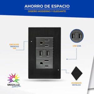 Toma Corriente con USB 85V 2.1A